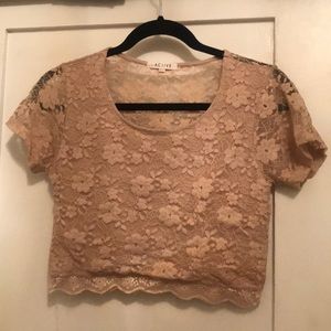 Beige crop top laced